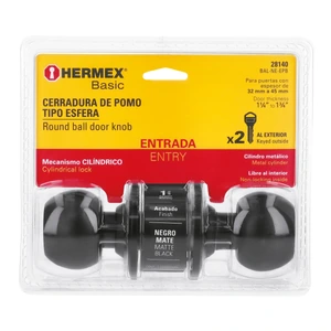 Hermex Cerradura esfera, cil, entrada, negro, blíster, Basic