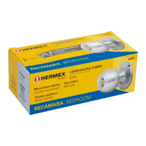 Hermex Cerradura tipo esfera, tubular, recámara, cromo, Basic