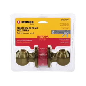 Hermex Cerradura esfera tubular, entrada, antiguo, blíster, Basic