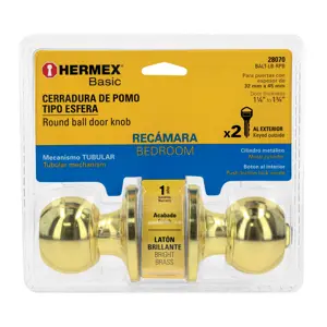 Hermex Cerradura esfera tubular, recámara,brillante, blíster, Basic