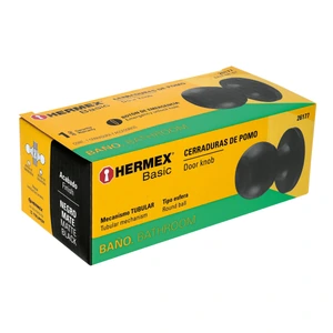 Cerradura esfera tubular, baño, negro, Hermex Basic