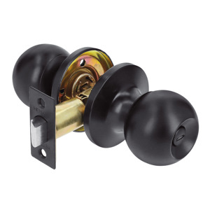 Hermex Cerradura esfera tubular, baño, negro, blíster, Basic