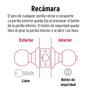 Hermex Cerradura esfera tubular, recámara, negro, blíster, Basic