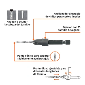 Broca avellanadora #4 para madera, 7/64