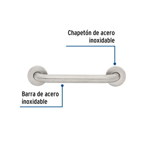 Barra recta de seguridad, acero inox, 1-1/4