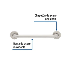 Barra recta de seguridad, acero inox, 1-1/4