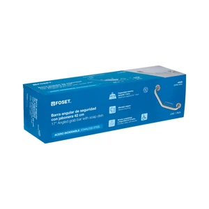 Barra angular con jabonera, acero inox, 1-1/4