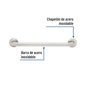 Barra recta de seguridad, acero inox, 1-1/4