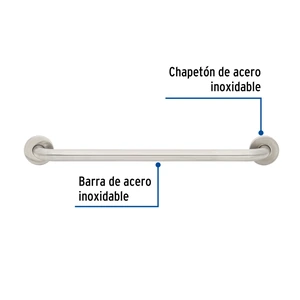 Barra recta de seguridad, acero inox, 1-1/4