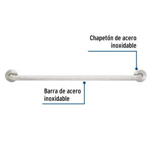 Barra recta de seguridad, acero inox, 1-1/4