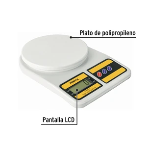 Báscula digital para cocina, plato de poliprop, 5 kg, Pretul