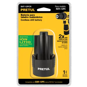 21016 / BAT-12PCR Batería ión litio, 12 V para rotomartillo compacto, Pretul