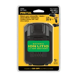 21019 / BAT-20PR Batería ión litio, 20 V para rotomartillo ROTI-20P, Pretul