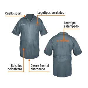 Bata bordada con logo, talla 44, Truper