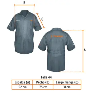 Bata bordada con logo, talla 44, Truper