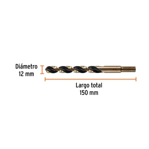 Broca HSS 12.0 mm Trugold para metal, Truper Expert