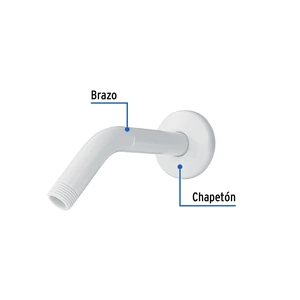 Brazo y chapetón plásticos para regadera, Foset Basic