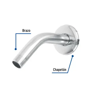 Foset Brazo de acero cromado y chapetón de acero inox p/regadera