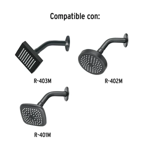 Foset Brazo corto con chapetón para regadera, negro mate, Aqua