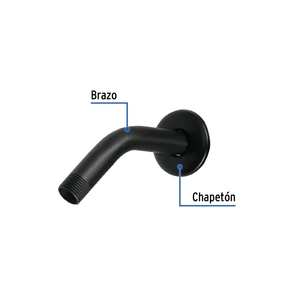 Foset Brazo corto con chapetón para regadera, negro mate, Aqua