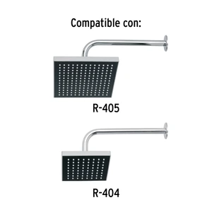 Brazo recto con chapetón para regadera, 30 cm, cromo, Foset