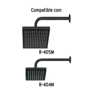 Foset Brazo recto con chapetón para regadera, 30 cm, negro mate