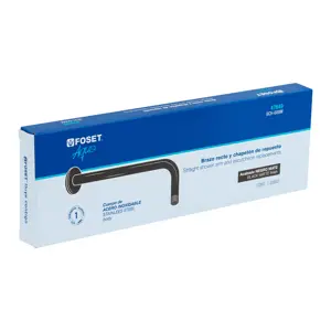 Foset Brazo recto con chapetón para regadera, 30 cm, negro mate