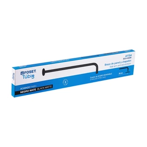 Foset Brazo recto 50 cm con chapetón para regadera, negro mate