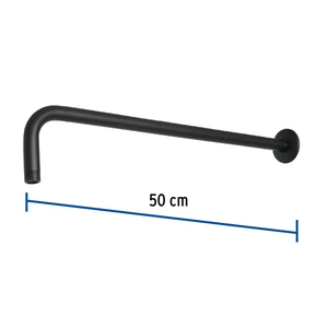 Foset Brazo recto 50 cm con chapetón para regadera, negro mate