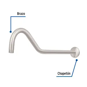 Foset Brazo y chapetón tipo gancho para regadera, 50 cm, satinado