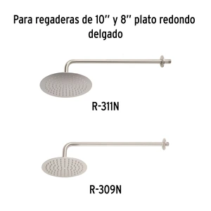 Foset Brazo y chapetón para regadera, 50 cm, satinado, Riviera