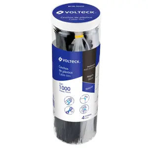 44016 / BCIN-1000 Bote con 1000 cinchos plásticos negros y naturales, Volteck