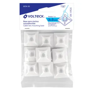 49971 / BCIN-30 Volteck Bolsa con 10 bases autoadheribles de 3 x 3 cm para cinchos