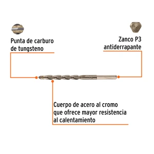 Broca para concreto de 1/4 x 4