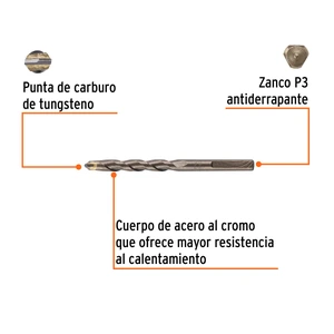 Broca para concreto de 5/16 x 4