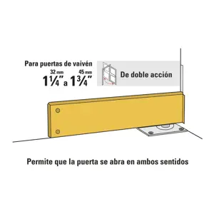 Bisagra de piso doble acción, acero latonado, Hermex