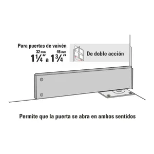 Bisagra de piso doble acción, acero cromado, Hermex