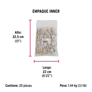Bolsa con 2 bisagras parche de 7cm, latonado, Hermex