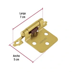 Bolsa con 2 bisagras parche de 7cm, latonado, Hermex