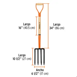 Bieldo para jardín, 4 dientes, mgo 34