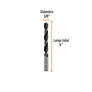 Broca con punta centradora para madera 3/8
