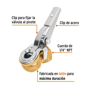 Truper Cabeza infladora de llantas c/clip, hembra, cuerda 1/4 NPT