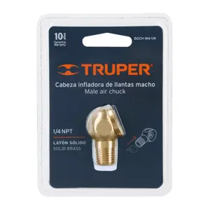 19087 / BOCH-MA-1/4 Cabeza infladora de llantas, macho, cuerda 1/4 NPT, Truper