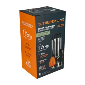 12608 / BOS-1-1/2SM Bomba sumergible acero inoxidable,agua sucia,1-1/2HP, Truper