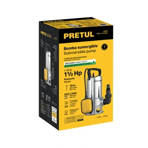 Bomba sumergible acero inoxidable,agua sucia,1-1/2HP, PRETUL