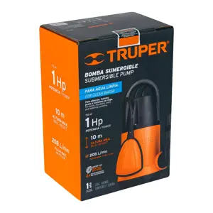 12602 / BOS-1LP Bomba sumergible plástica, 1 HP para agua limpia, Truper