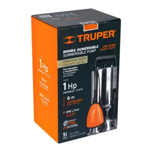 Bomba sumergible acero inoxidable, agua sucia, 1 HP, TRUPER