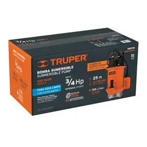 Bomba sumergible hierro fundido, agua limpia, 3/4 HP, TRUPER