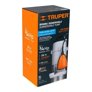 Truper Bomba sumergible metálica para agua limpia uso rudo 3/4 HP