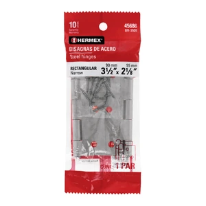 45686 / BR-350B Hermex Bolsa con 2 bisagras rectangulares 3-1/2', acero pulido